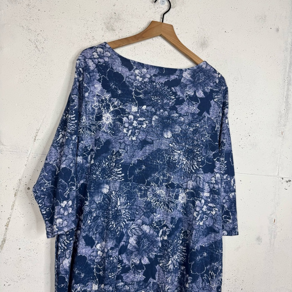 Pure Jill Floral 3/4 Sleeves Scoop Neck Denim Like Dress Pockets 2X - Picture 9 of 11